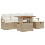 Canapés de Jardin 6 Pièces avec Coussins Beige Poly Rattan