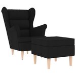 vidaXL Fauteuil avec repose-pied Noir Tissu