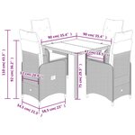 vidaXL Ensemble de bistro de jardin 5 Pièces coussins gris poly rotin