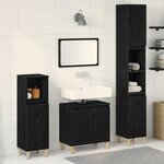 vidaXL Ensemble de mobilier de salle de bain avec stockage 3 Pièces Noir