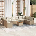 vidaXL Ensemble de canapé de jardin 11 Pièces Beige et blanc