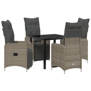vidaXL Ensemble de jardin 5 pièces avec coussins gris