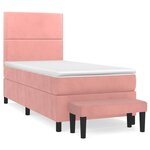 vidaXL Sommier à lattes de lit avec matelas Rose 90x200 cm Velours