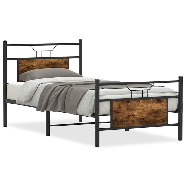 vidaXL Cadre de lit sans matelas chêne fumé 90x190cm bois d'ingénierie
