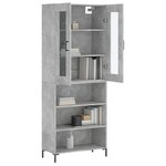 vidaXL Buffet haut Gris béton 69 5x34x180 cm Bois d'ingénierie