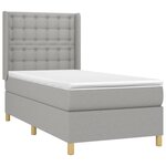 vidaXL Sommier à lattes de lit matelas LED Gris clair 90x200cm Tissu