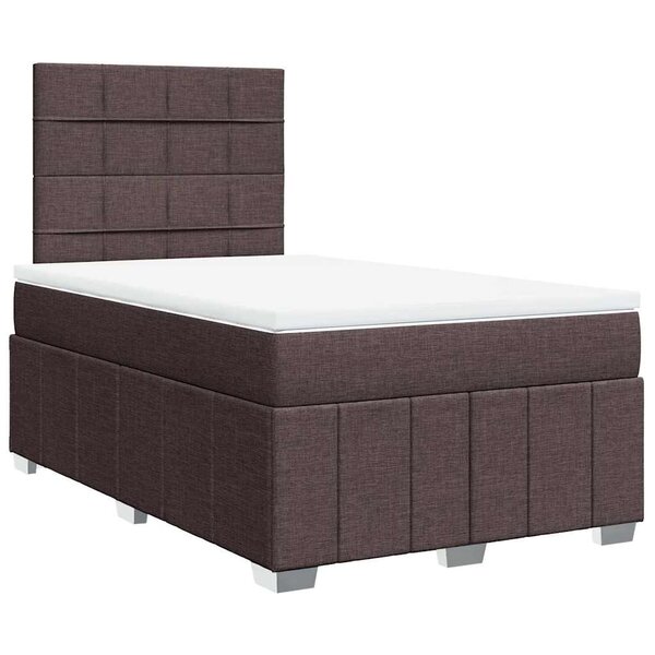 vidaXL Sommier à lattes de lit et matelas marron foncé 120x190cm tissu