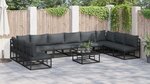 vidaXL Ensemble de canapé de jardin avec coussin 10 Pièces Noir Aluminium
