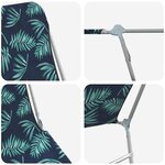 vidaXL Chaises longues pliables lot de 2 Acier tissu Motif de feuilles