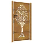 vidaXL Portail de jardin 105x180 cm acier corten conception de l'arbre