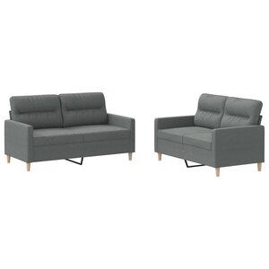 vidaXL Ensemble de canapés 2 Pièces avec coussins Gris foncé Tissu