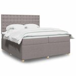 vidaXL Sommier à lattes de lit avec matelas Taupe 200x200 cm Tissu
