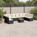 vidaXL Salon de jardin 11 Pièces avec coussins noir résine tressée