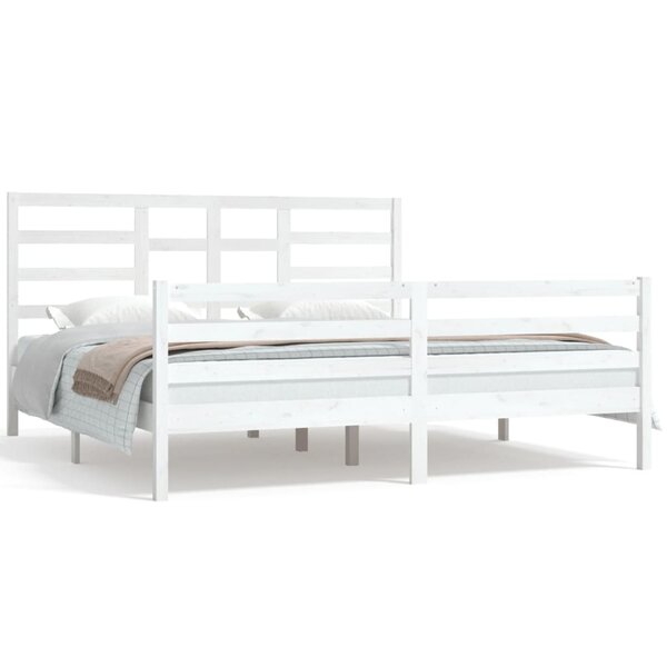 vidaXL Cadre de lit Blanc Bois massif 180x200 cm Super King