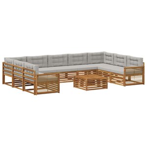 vidaXL Ensemble de canapés d'extérieur 10 pc Naturel et gris clair