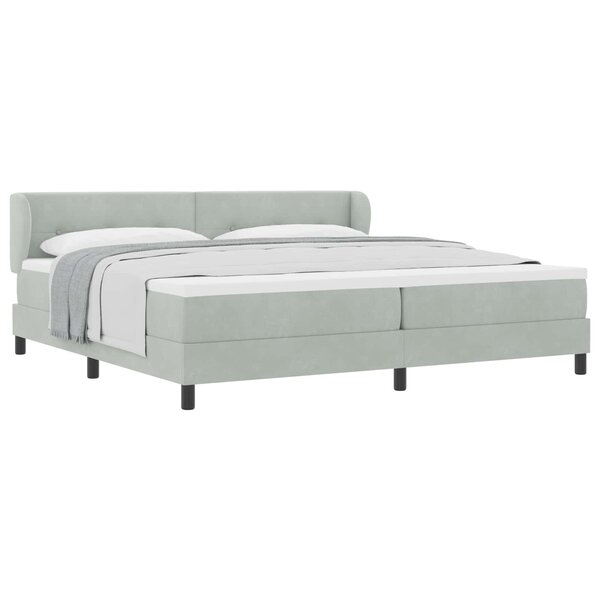 vidaXL Lit à ressorts avec matelas Gris clair 200 x 200 cm Velours