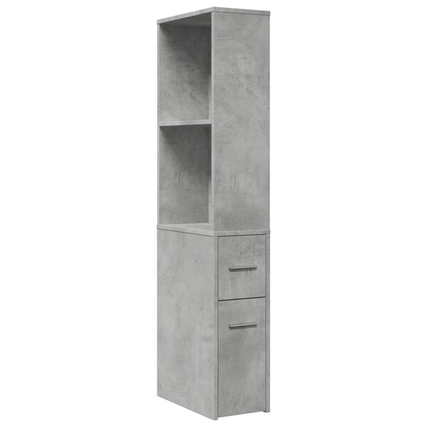 vidaXL Armoire de salle de bain étroite avec roulettes gris béton