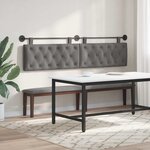 vidaXL Tête de lit suspendue Avec lumière LED Gris foncé Velours