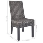 vidaXL Chaises à manger lot de 2 marron rotin kubu et bois d'acajou