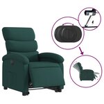 vidaXL Fauteuil inclinable électrique vert foncé tissu