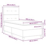 vidaXL Lit ressort avec matelas et LEDs en gris foncé  100 x 200 cm  tissu