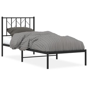 vidaXL Cadre de lit métal sans matelas avec tête de lit noir 80x200 cm