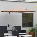 vidaXL Parasol de jardin mural avec LEDs Taupe 248 cm
