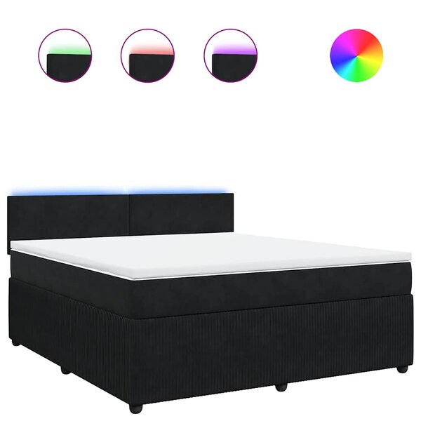 vidaXL Sommier à lattes de lit avec matelas Noir 180x200 cm Velours