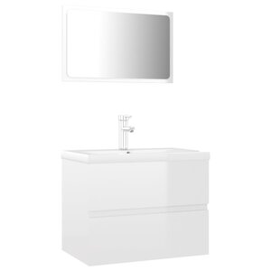 vidaXL Meubles de salle de bain blanc brillant bois d'ingénierie