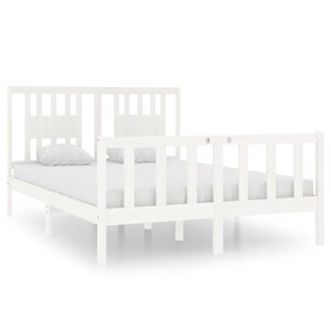 vidaXL Cadre de lit sans matelas blanc 135x190 cm bois massif