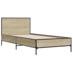 vidaXL Cadre de lit chêne sonoma 90x190 cm bois d'ingénierie et métal