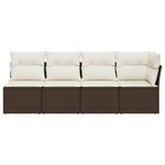 vidaXL Canapé de jardin avec coussins 4 places marron résine tressée