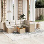 vidaXL Salon de jardin avec coussins 8 Pièces beige résine tressée