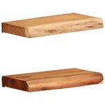 vidaXL Étagères murales 2 Pièces 30x20x3 5 cm bois massif d'acacia