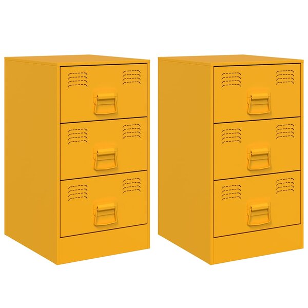 vidaXL Tables de chevet 2 Pièces jaune moutarde 34 5x39x62 cm acier