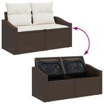 vidaXL Ensemble de salle à manger de jardin 7 pièces avec coussins marron poly rattan