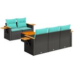 vidaXL Salon de jardin 6 Pièces avec coussins noir résine tressée