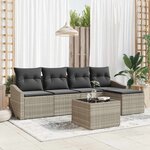 vidaXL Ensemble de canapé de jardin 6 Pièces Gris clair Poly rotin