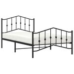 vidaXL Cadre de lit métal sans matelas avec pied de lit noir 107x203cm