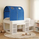 vidaXL Lit avec Tunnel 4 Pièces Blanc et bleu Bois d'ingénierie