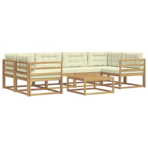 vidaXL Ensemble de canapés d'extérieur 5 pc Blanc et crème