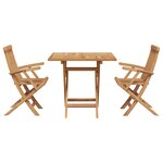 vidaXL Ensemble Bistro de Jardin Pliable 3 Pièces en Bois Massif d'Acacia
