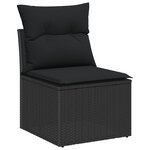 Ensemble de canapé de jardin 14 pièces avec coussins noir poly rotin