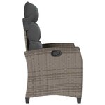 vidaXL Chaise de jardin inclinable avec table d'appoint gris polyrotin