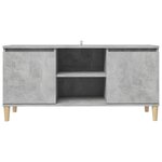 vidaXL Meuble TV avec pieds en bois massif Gris béton 103 5x35x50 cm