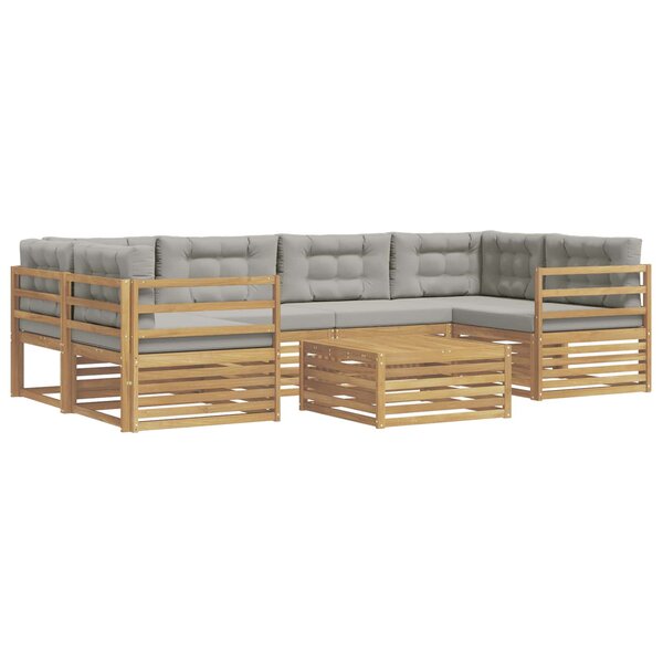 vidaXL Ensemble de canapés d'extérieur 7 pc Blanc et gris clair
