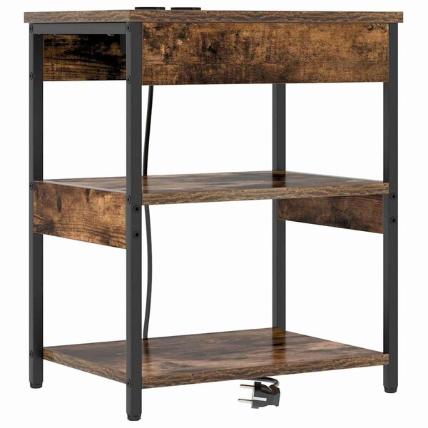 vidaXL Cabinet de chevet Chêne fumé 41 x 31 x 51 cm Bois d'ingénierie