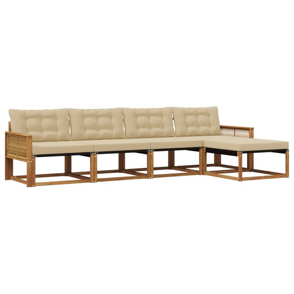 vidaXL Ensemble de canapés d'extérieur 5 pc Naturel et Beige