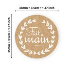 500 Etiquettes Fait main Rondes Autocollantes en rouleau - Ø 35 mm - Fait main - 1 rouleau de 500 Stickers pour entrepreneurs smallbusiness DIY scrapbooking.