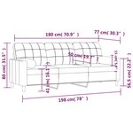 vidaXL Canapé 3 places avec oreillers décoratifs crème 180 cm tissu